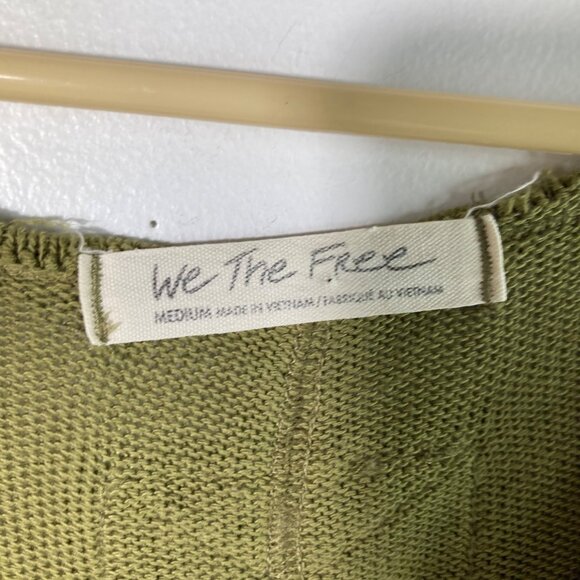 Womens We The Free Come & Get It Top Raw Edge Knit V Neck M Green - Picture 9 of 12